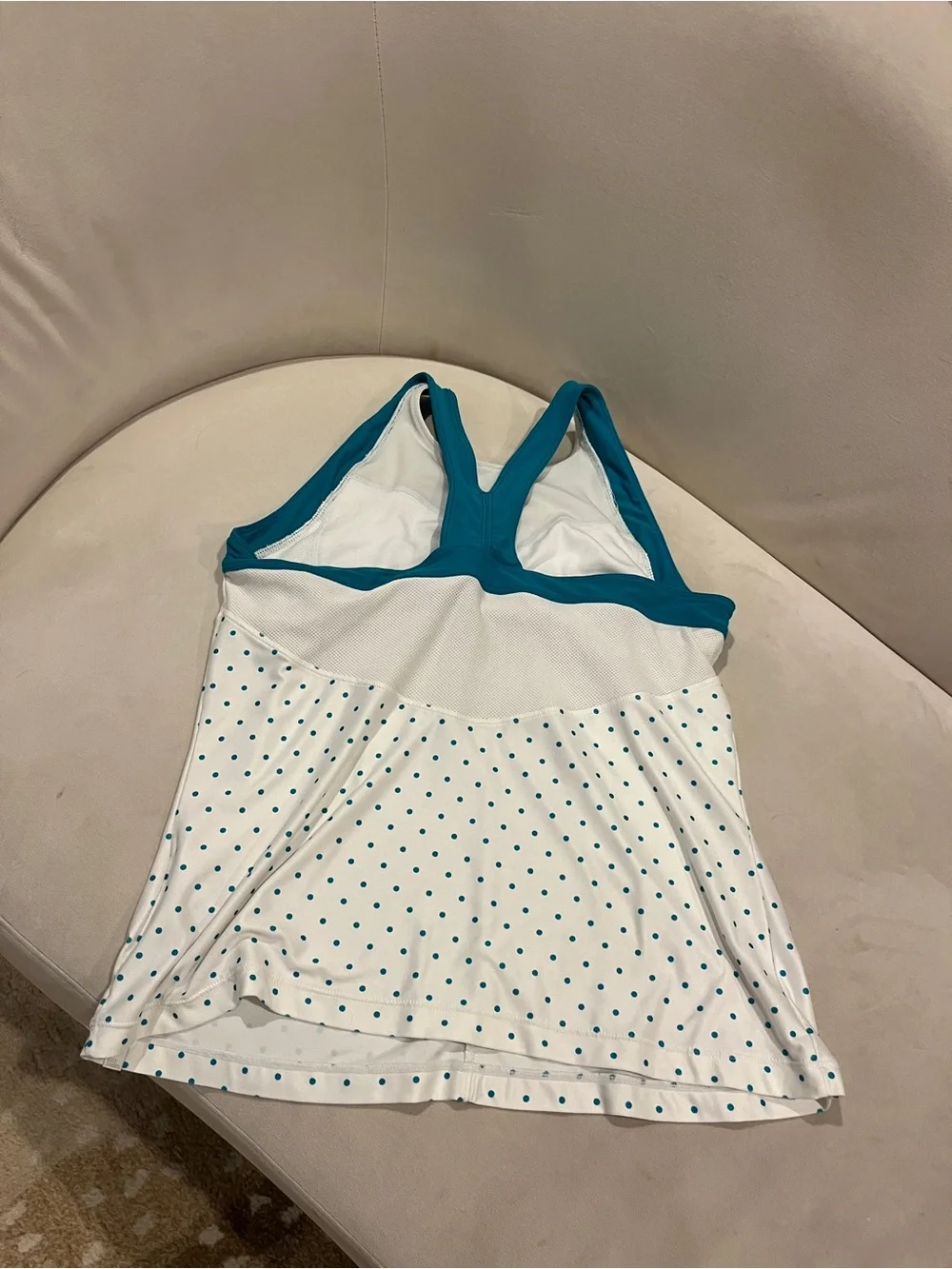 Nike White Tank Top with Teal Polka Dots